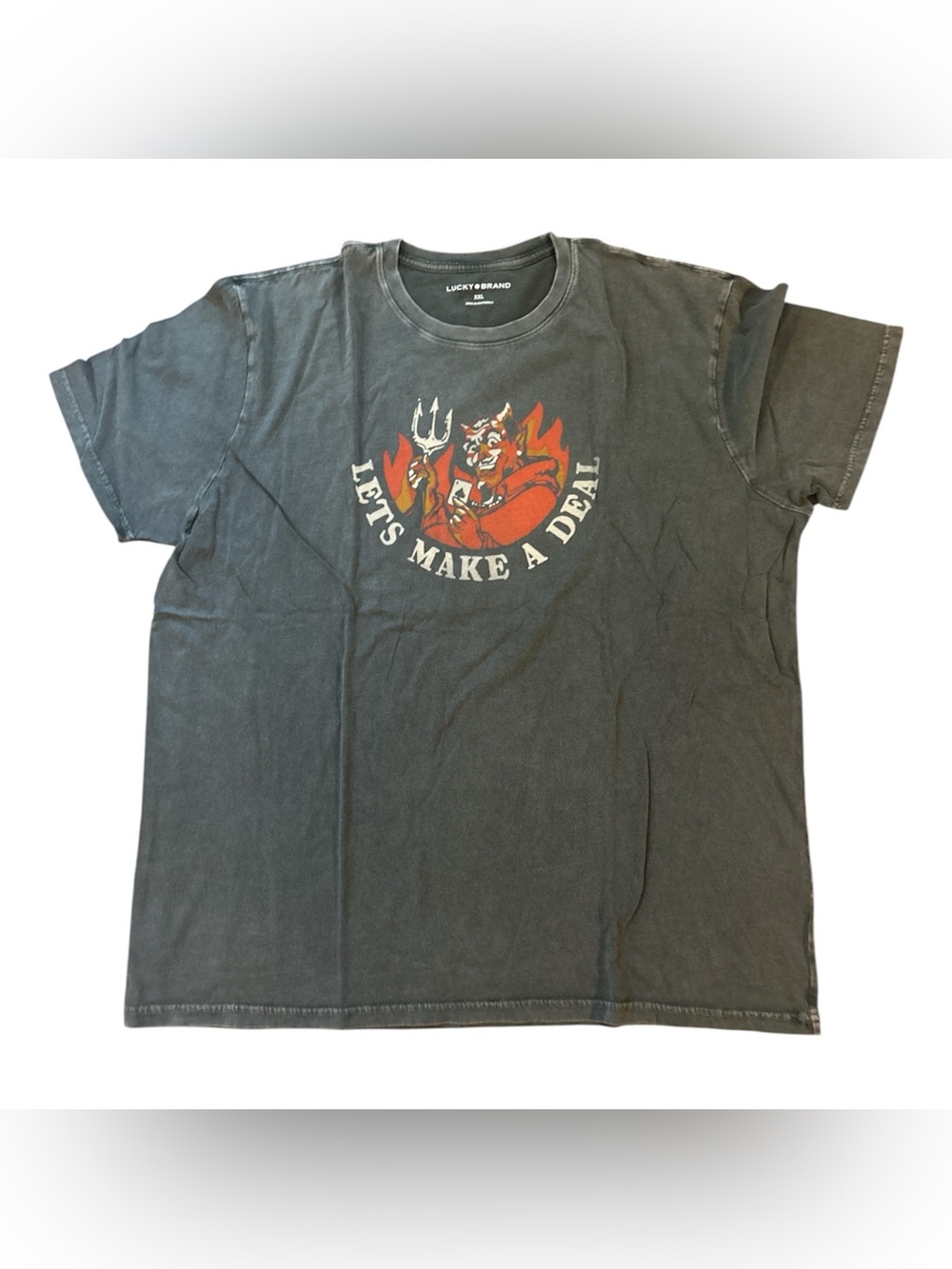 Lucky Brand Kids Charcoal Tee with Red and Cream Devil Graphic XXL NWT SS